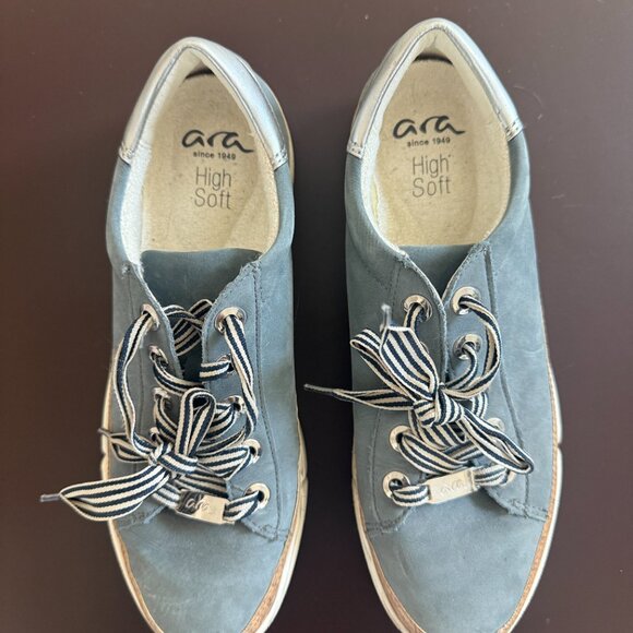 Ara Women’s Renata HighSoft Sneaker – Blue Leather, Size 5.5 - Picture 4 of 5